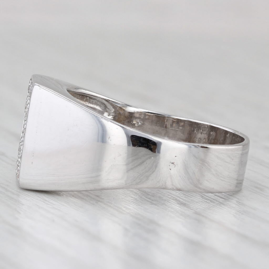 Light Gray 0.15ctw Pave Diamond Ring 14k White Gold Size 8 Wide Tapering Band