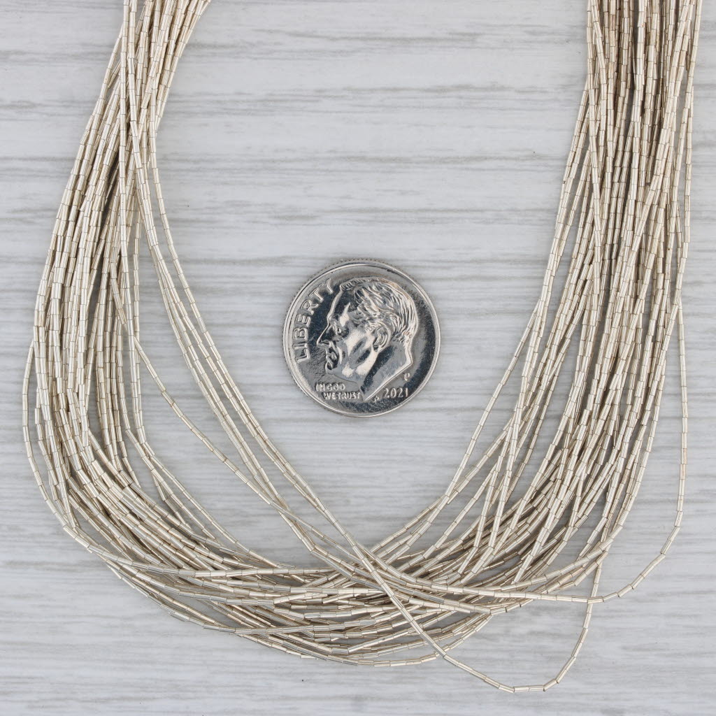 Gray Vintage Native American Liquid Silver Necklace Sterling Silver 23.5"