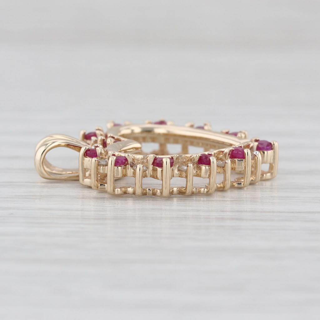 0.43ctw Lab Created Ruby Diamond Open Heart Pendant 10k Yellow Gold