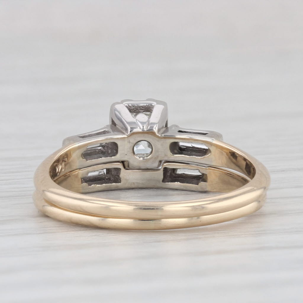 Light Gray 0.50ctw Diamond Engagement Ring Wedding Band Guard Bridal Set 14k Gold Size 6