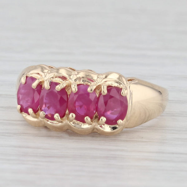 1.50ctw Ruby Ring 14k Yellow Gold Size 8 Oval 4-Stone