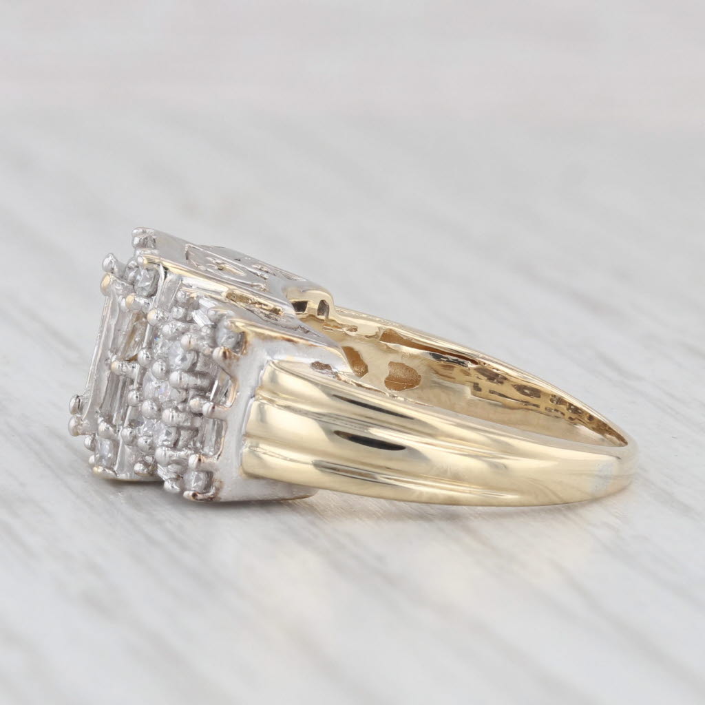 Light Gray 1.03ctw Diamond Clusters Ring 14k Gold Size 6 Heart Bridge