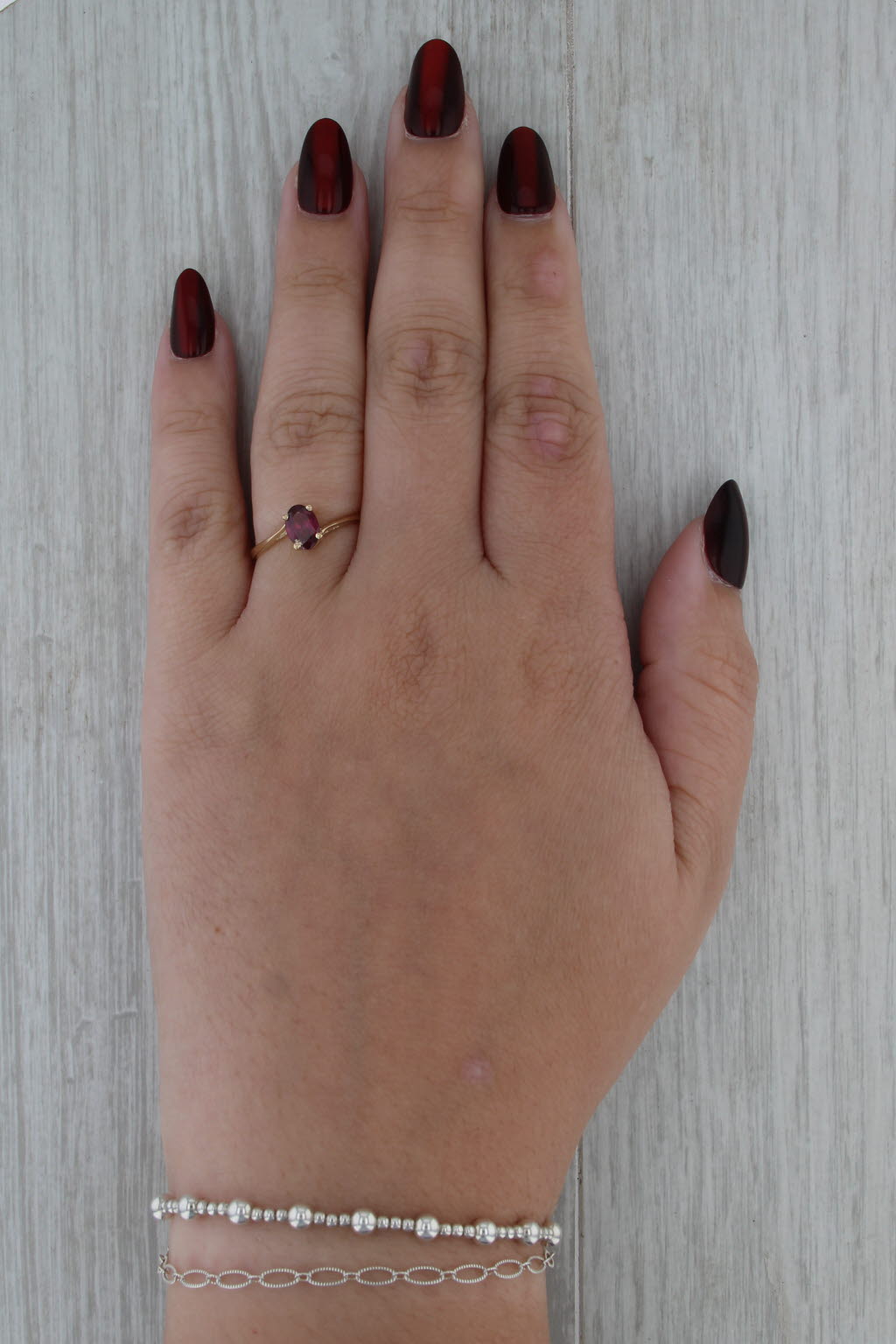 1ct Oval Rhodolite Garnet Solitaire Bypass Ring 14k Yellow Gold Size 8