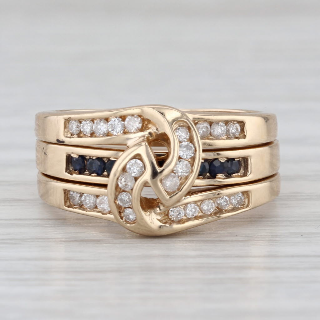 Interchangeable Ring Jacket Bands 10k Gold Diamond Emerald Sapphire Ruby Stack