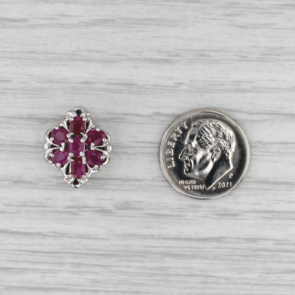 Richard Klein Ruby Flower Slide Bracelet Charm 14k White Gold Vintage