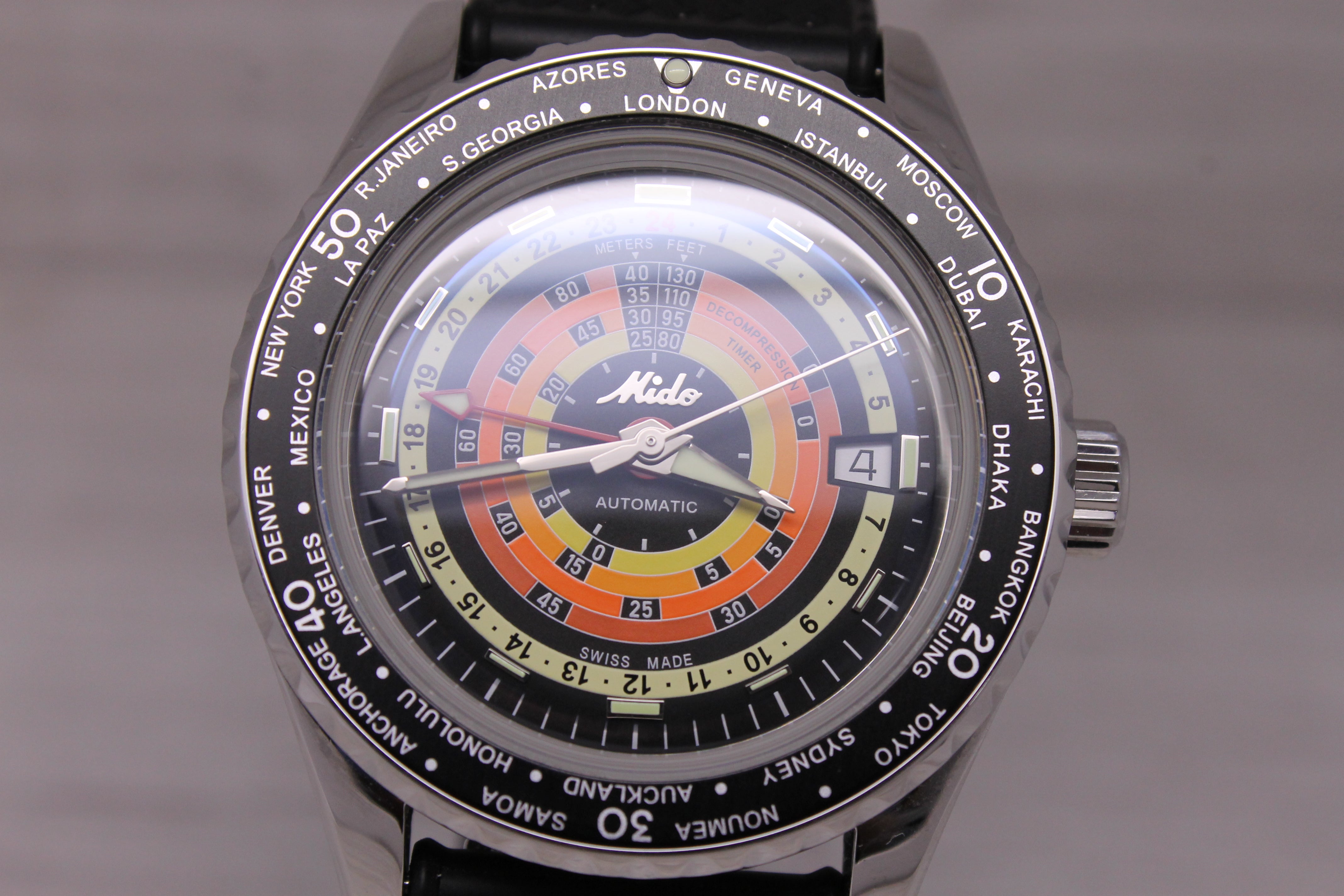 Mido Ocean Star Decompression World Timer Mens 40mm Steel Divers Watch w Box