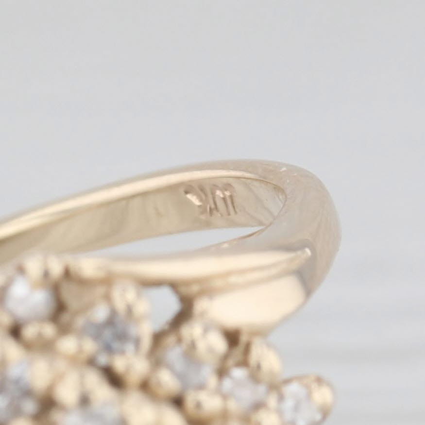 Light Gray 0.18ctw Diamond Cluster Bypass Ring 10k Yellow Gold Size 4.5