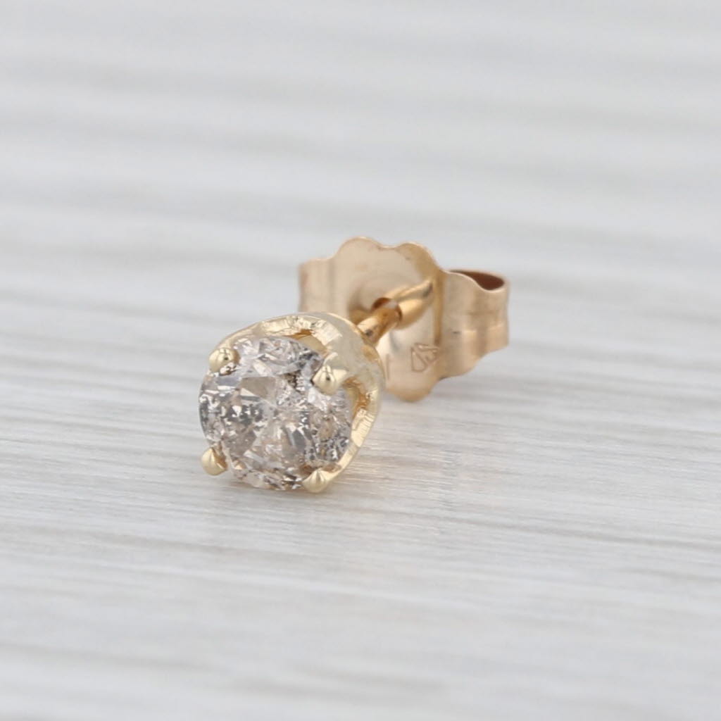 Single 0.22ct Round Diamond Solitaire Stud Earring 10k Yellow Gold