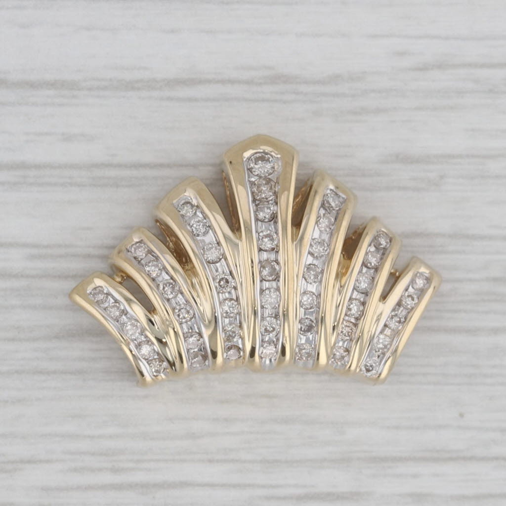 Gray 0.55ctw Scalloped Graduated Slide Pendant 14k Yellow Gold