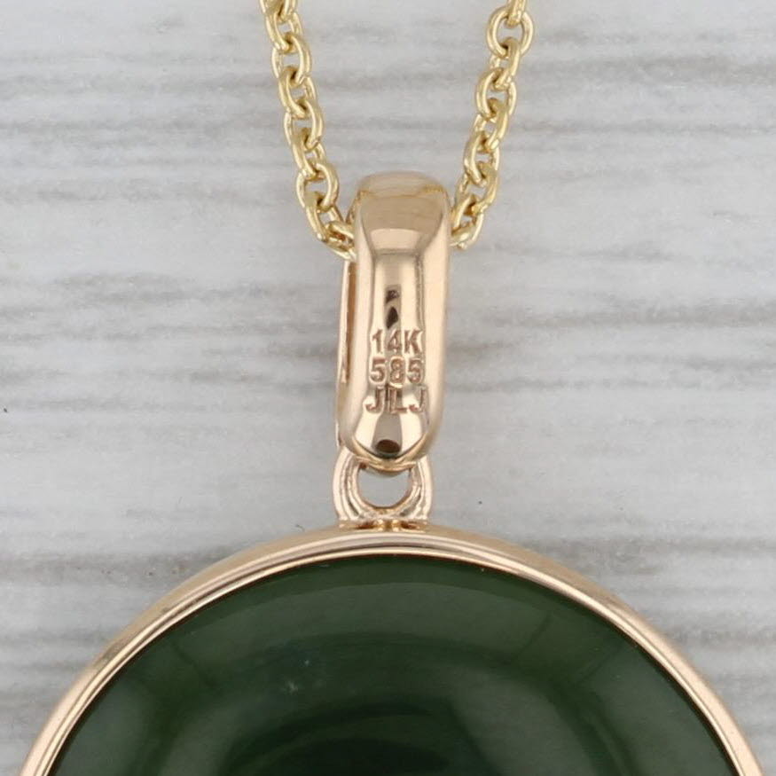 Gray New 0.19ct Diamond Nephrite Jade Pendant Necklace 14k Gold Adjustable Cable