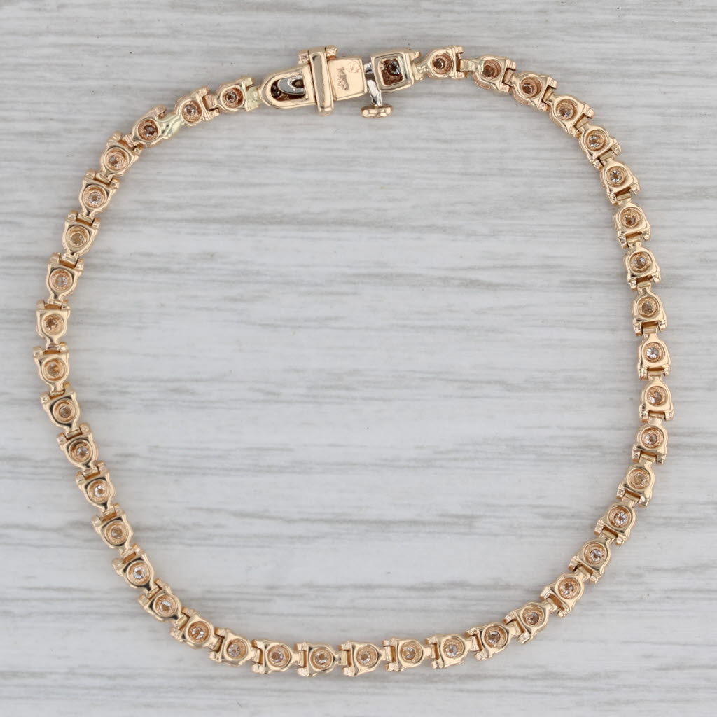 Gray 0.90ctw Diamond Tennis Bracelet 14k Yellow Gold 6.5" 3.2mm