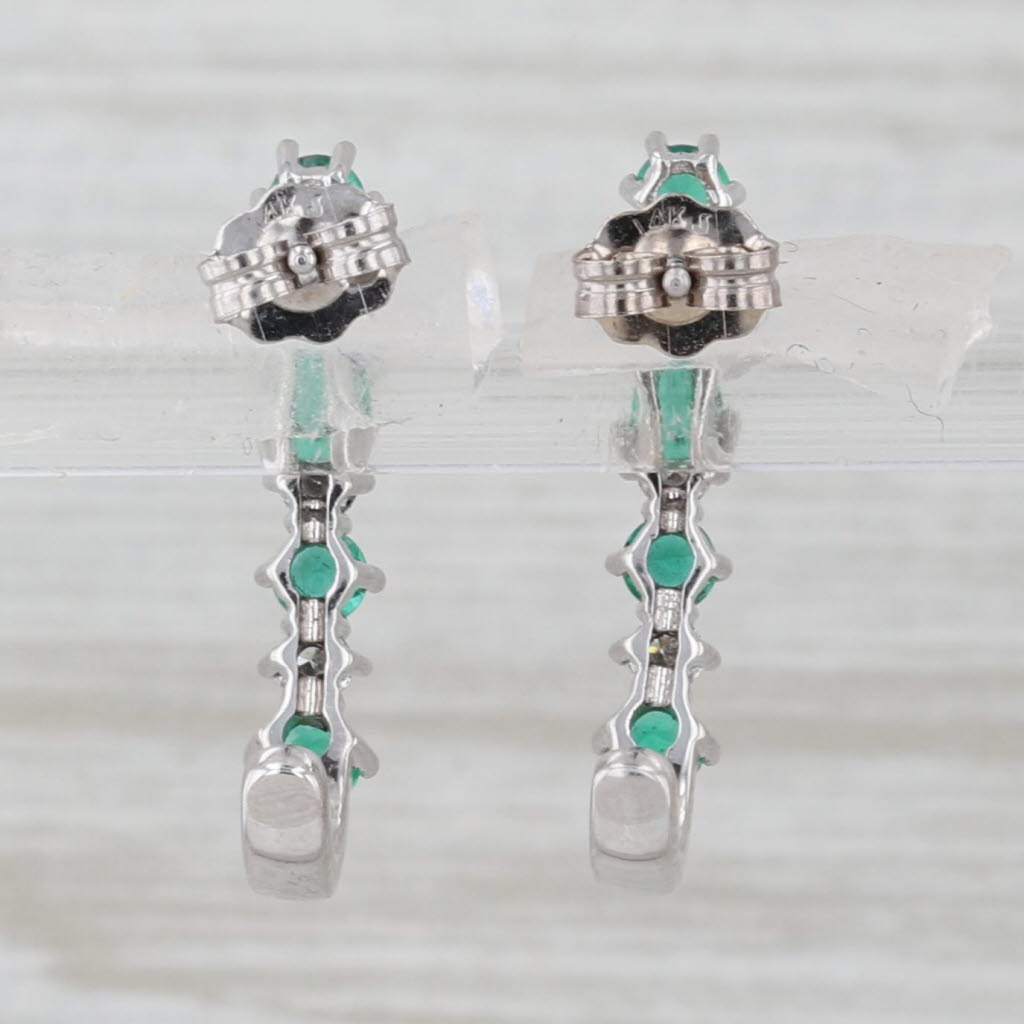 Light Gray 0.72ctw Emerald Diamond J-Hook Earrings 14k White Gold Drops