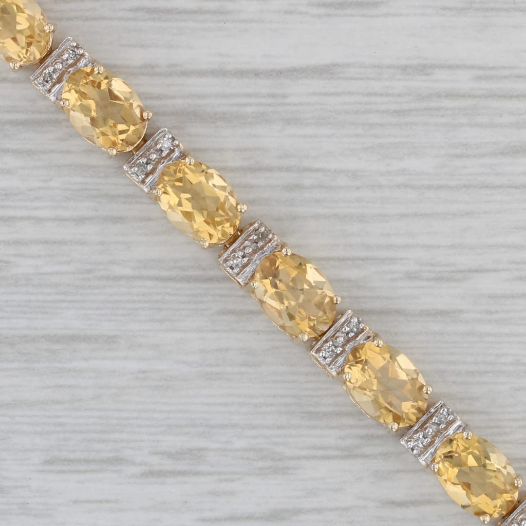 Gray 14.02ctw Citrine Diamond Tennis Bracelet 14k Yellow Gold 7.5" 5mm
