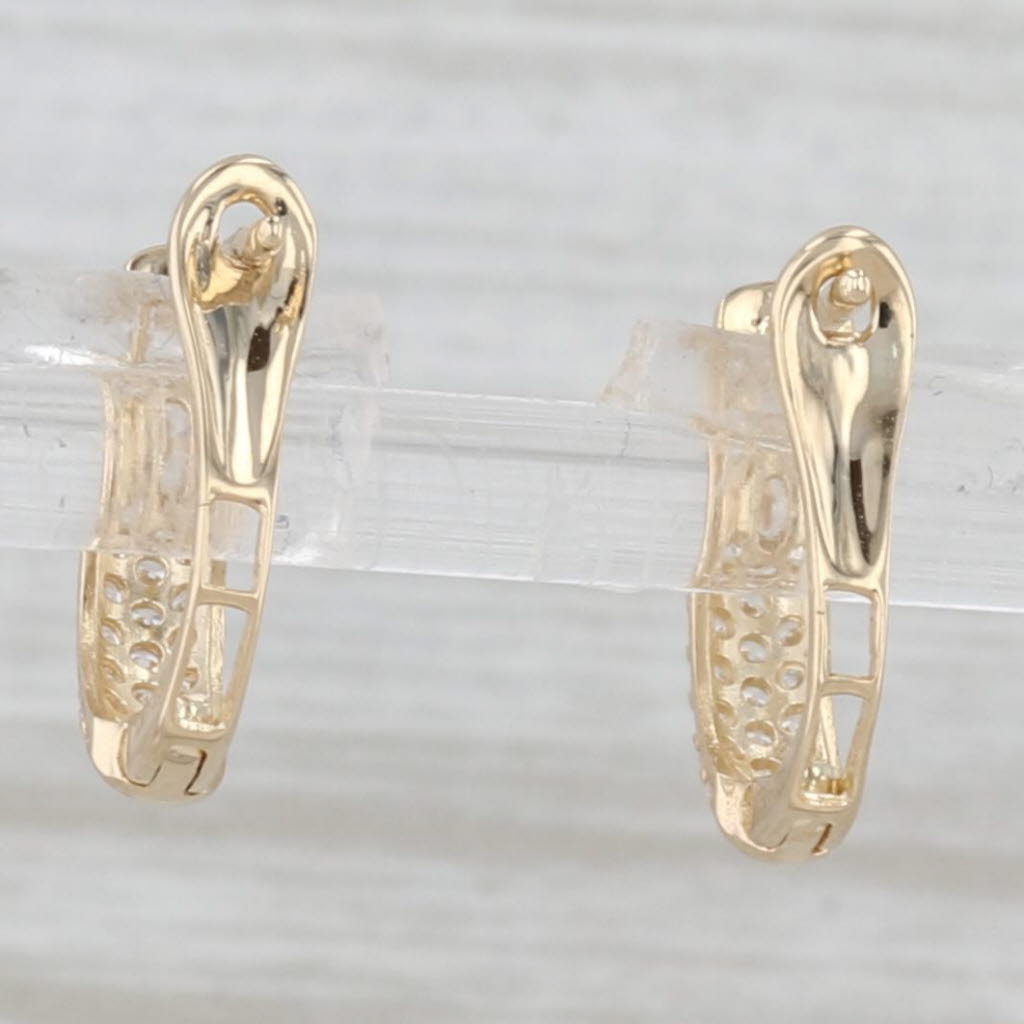Light Gray New 0.24ctw Cubic Zirconias Oval Hoop Earrings 14k Yellow Gold Snap Top Hoops