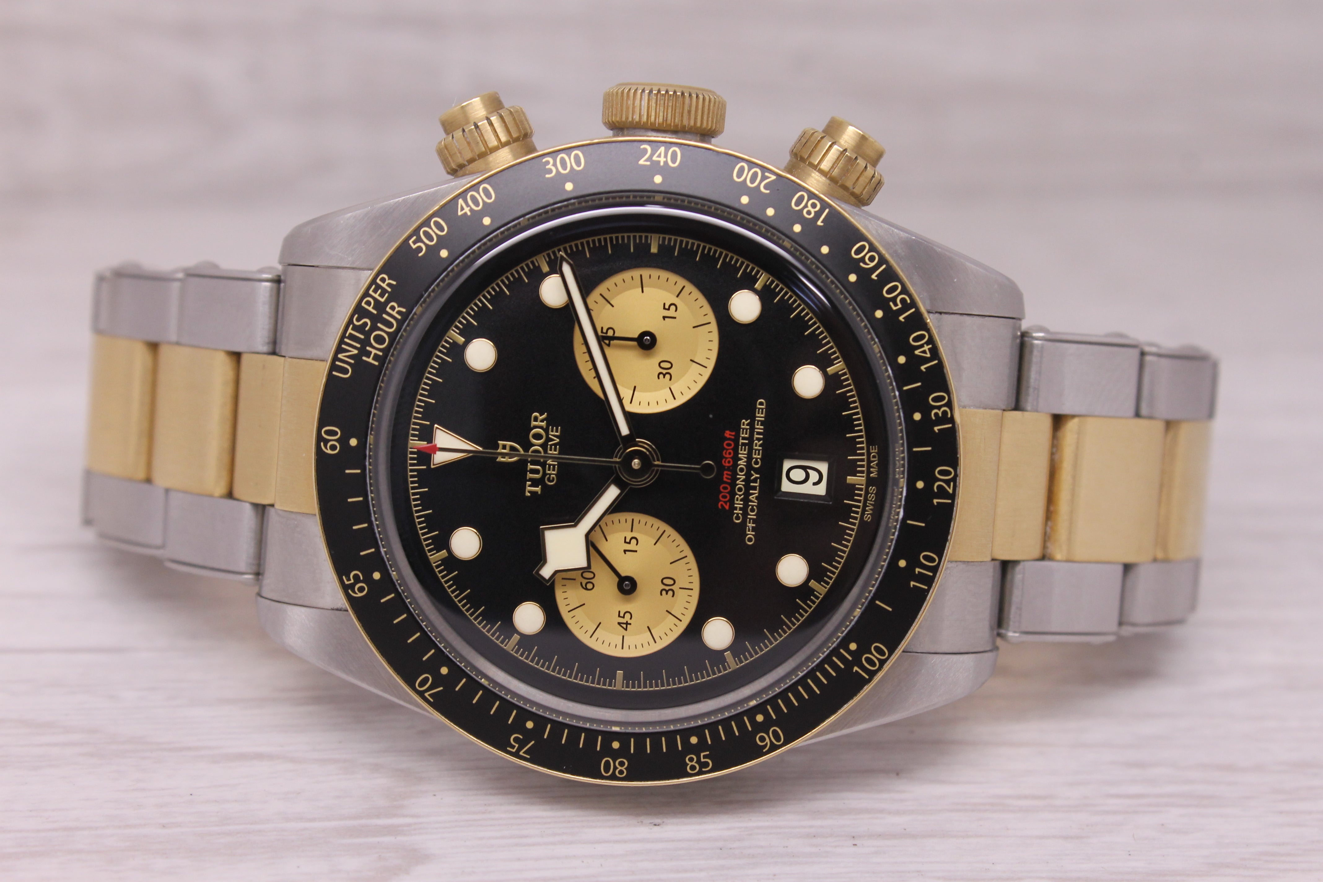 Tudor Black Bay Chrono S&G Mens 41mm Automatic Chronograph Watch Box Card