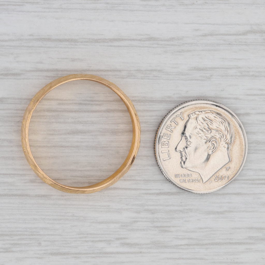 Gray Textured Pattern Wedding Band 22k Yellow Gold Size 10.25-10.5 Ring