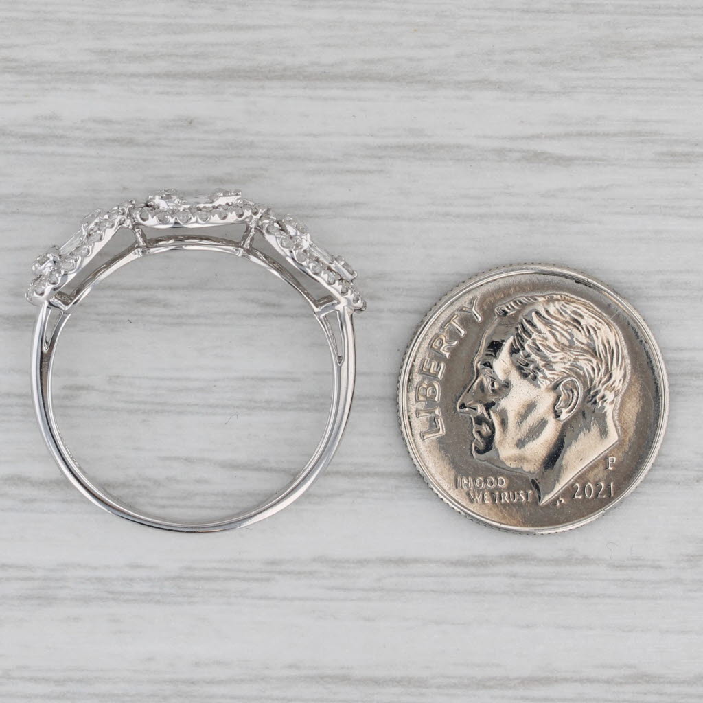 Gray 0.60ctw Diamond Teardrop Halo Ring 18k White Gold Size 8