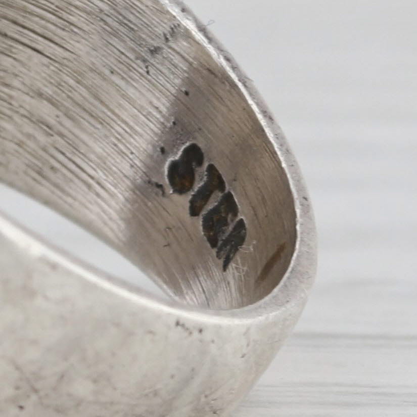 Vintage Native American Green Turquoise Ring Sterling Silver Artisan HMS Size 7