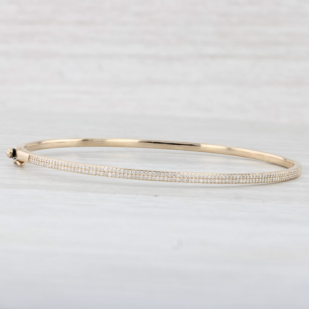 Ferko's 2 Row Pave 0.70ctw Diamond Bangle Bracelet 14k Yellow Gold 7.5" L 2.5mm