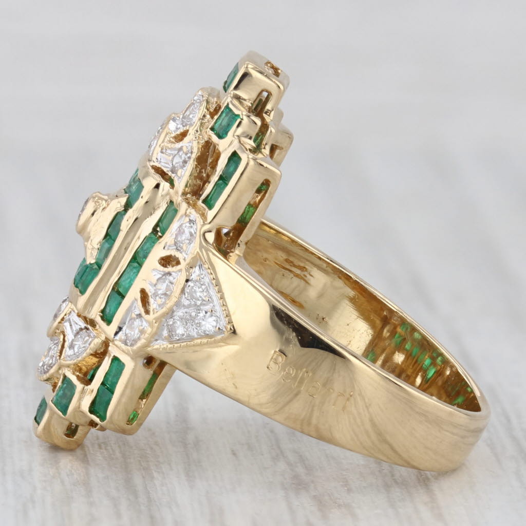 Light Gray Bellari 0.95ctw Emerald Diamond Ring 18k Yellow Gold Size 6 Vintage Cocktail