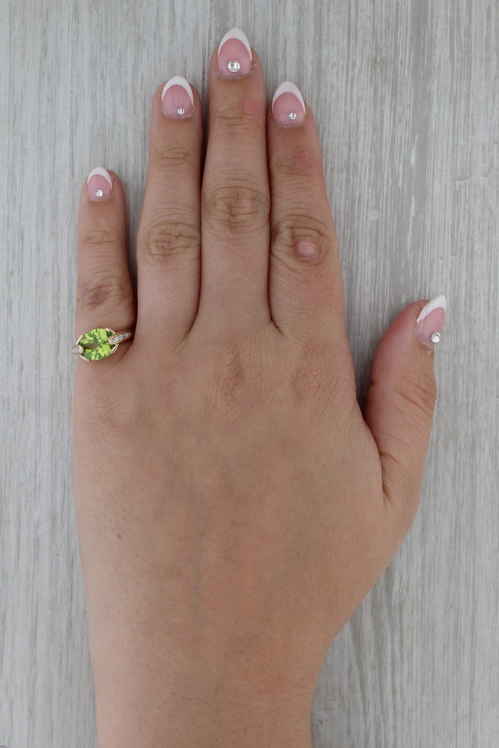 2.96ctw Peridot Diamond Ring 14k Yellow Gold Size 4.5
