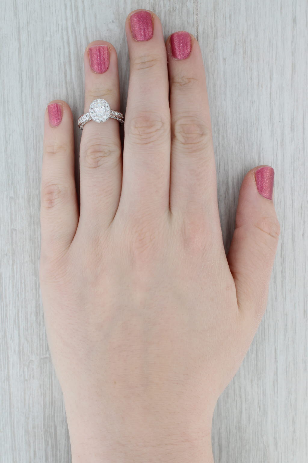 Gray 1.50ctw Oval Diamond Halo Engagement Ring 14k White Gold Size 4.5