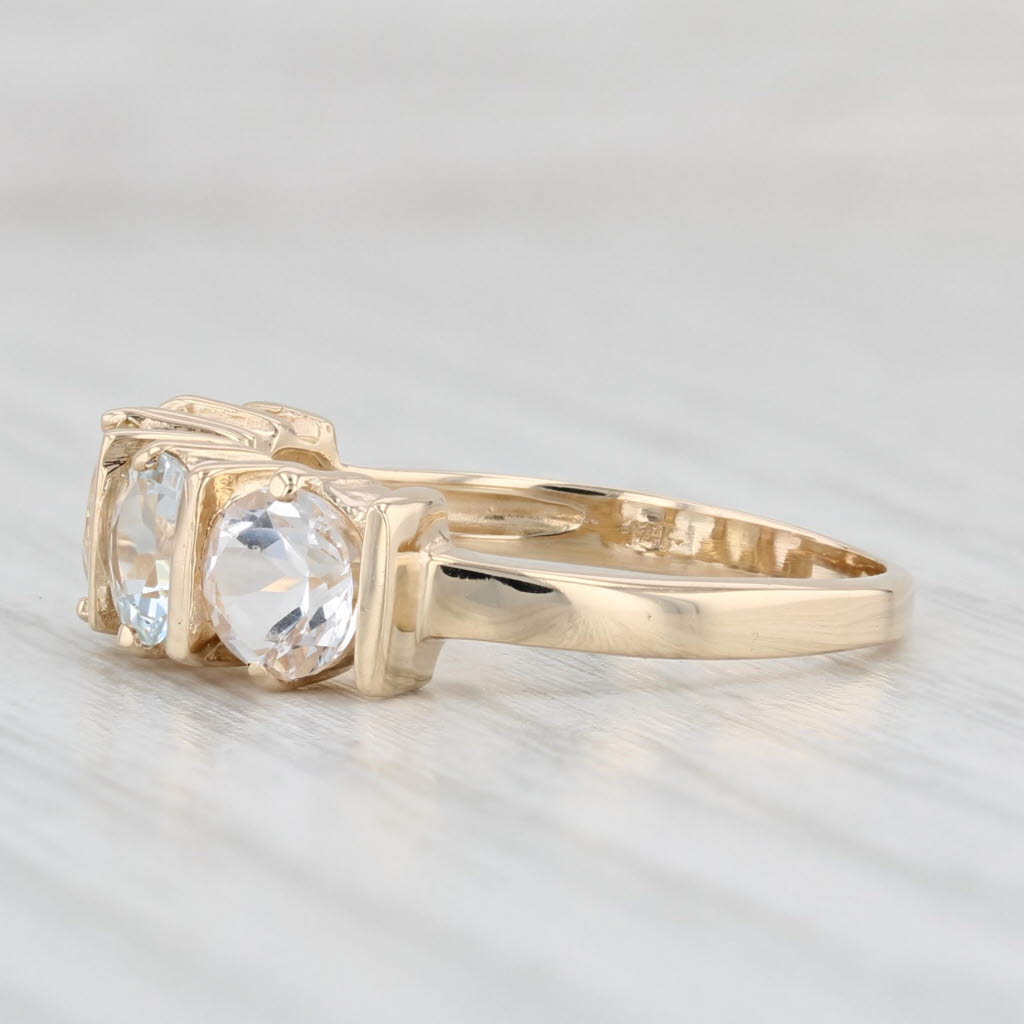 Light Gray 1.80ctw Morganite Aquamarine Heliodore Ring 14k Yellow Gold Size 7