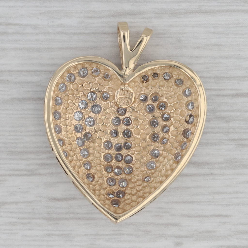 Gray Pave 0.90ctw Diamond Heart Pendant 10k Yellow Gold
