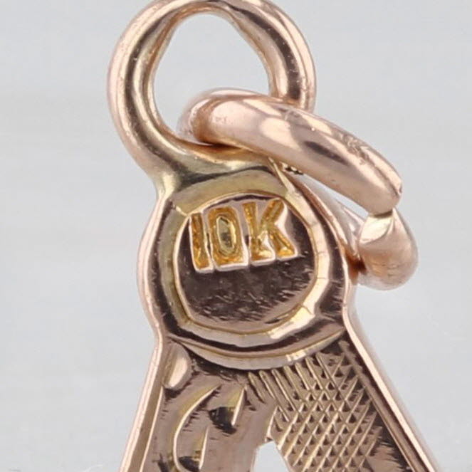 Masonic Blue Lodge Square Compass Symbol Pendant 10k Yellow Gold Charm
