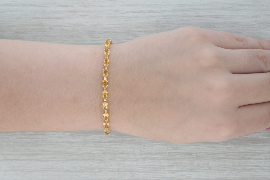 Dark Gray 8.40ctw Orange Citrine Tennis Bracelet 14k Yellow Gold 7" 4.1mm