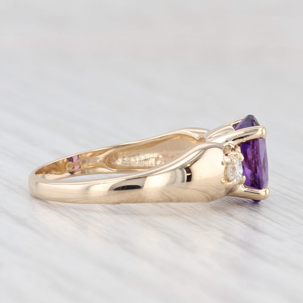Light Gray 1.66ctw Oval Amethyst Diamond Ring 14k Yellow Gold Size 7.25