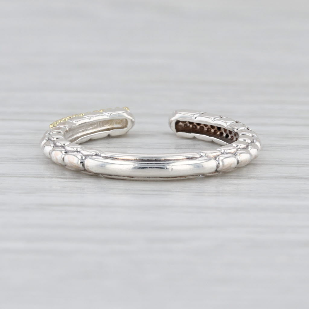 New Lagos Caviar Lux 2-Toned Diamond Open Stacking Ring Sterling Silver 18k Gold