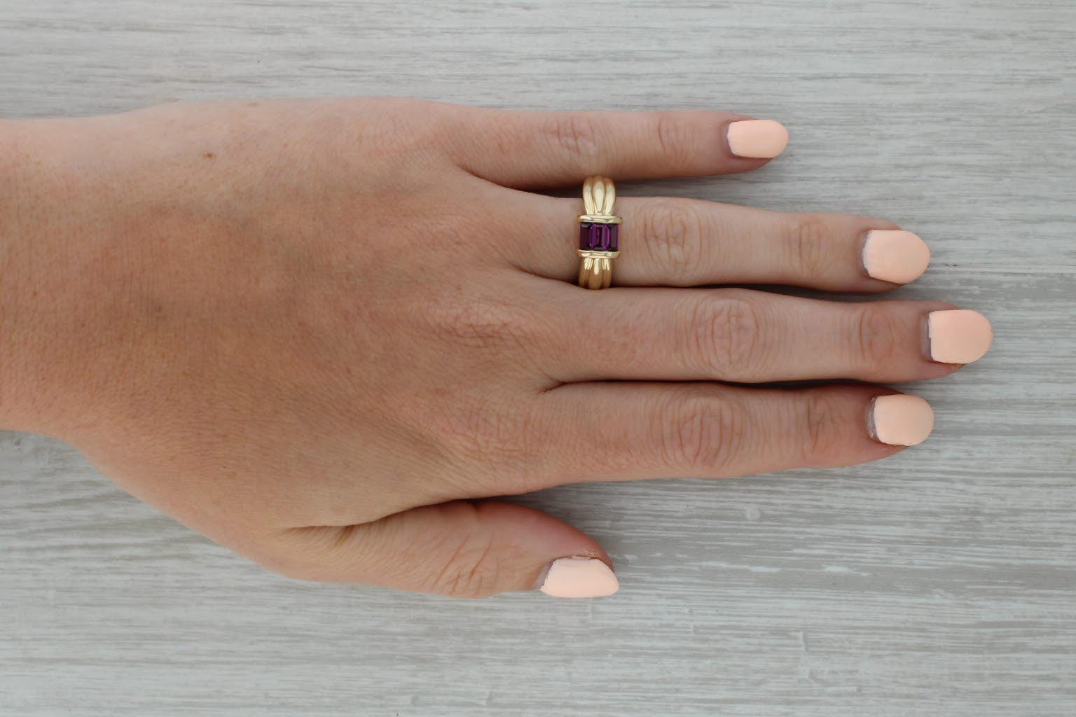 Rosy Brown 0.90ct Rhodolite Garnet Ring 14k Yellow Gold Size 7