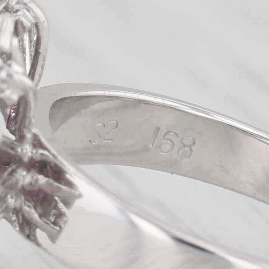 Light Gray 1.04ctw Ruby Diamond Cluster Ring Gold Palladium Silver Size 6.5