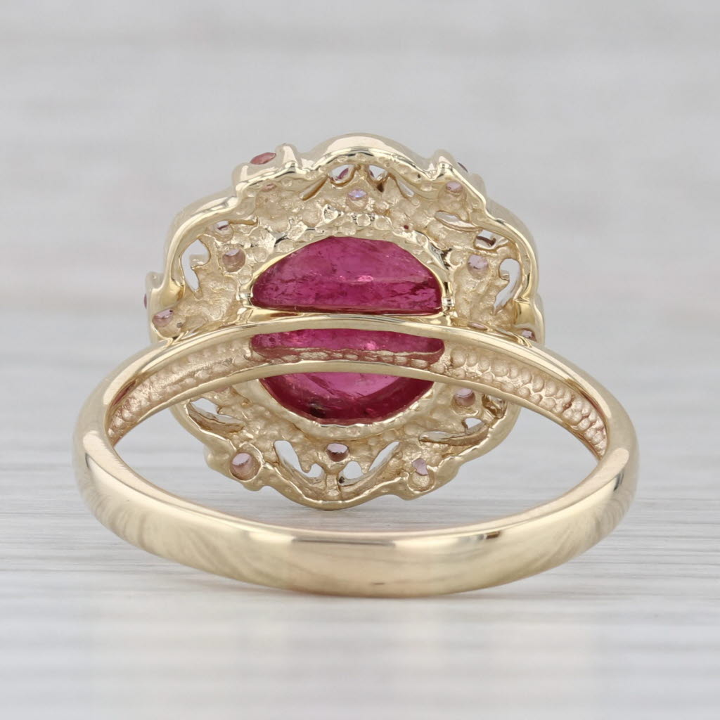 Pink Tourmaline Cabochon Ring 10k Yellow Gold Size 10.25