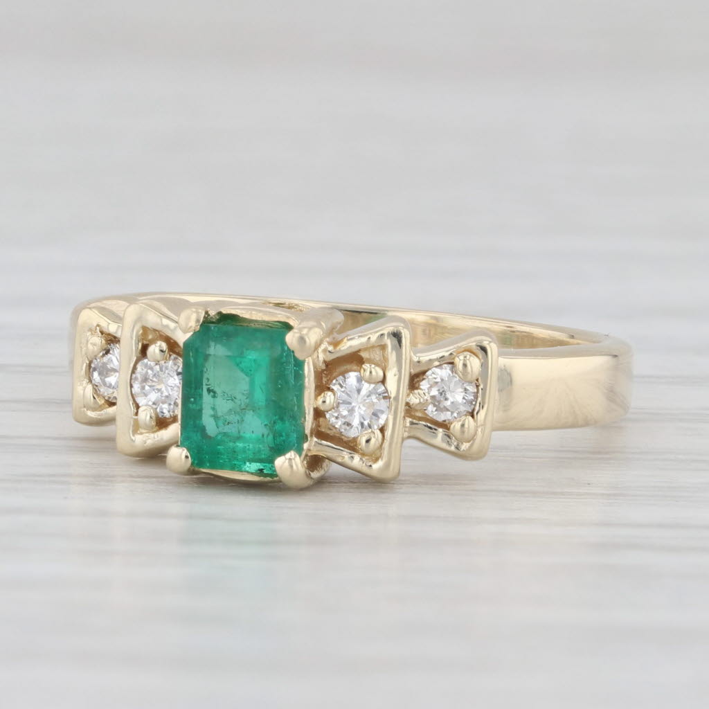 Light Gray 0.60ctw Emerald Diamond Ring 14k Yellow Gold Size 7.5 Engagement