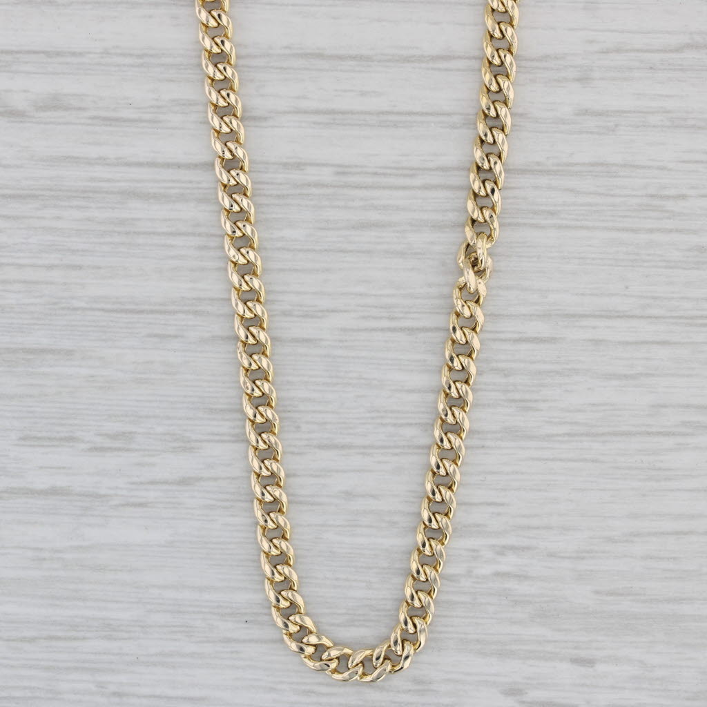 Gray Curb Chain Necklace 10k Yellow Gold 22" 3.7mm