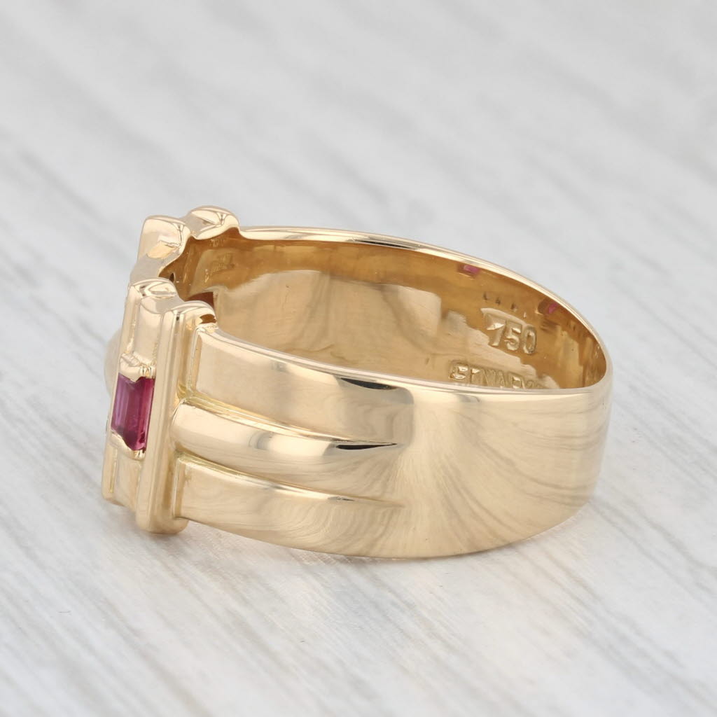 Light Gray Sonia Rykiel 0.24ctw Ruby Diamond Ring 18k Yellow Gold Size 7.25 Wide Band