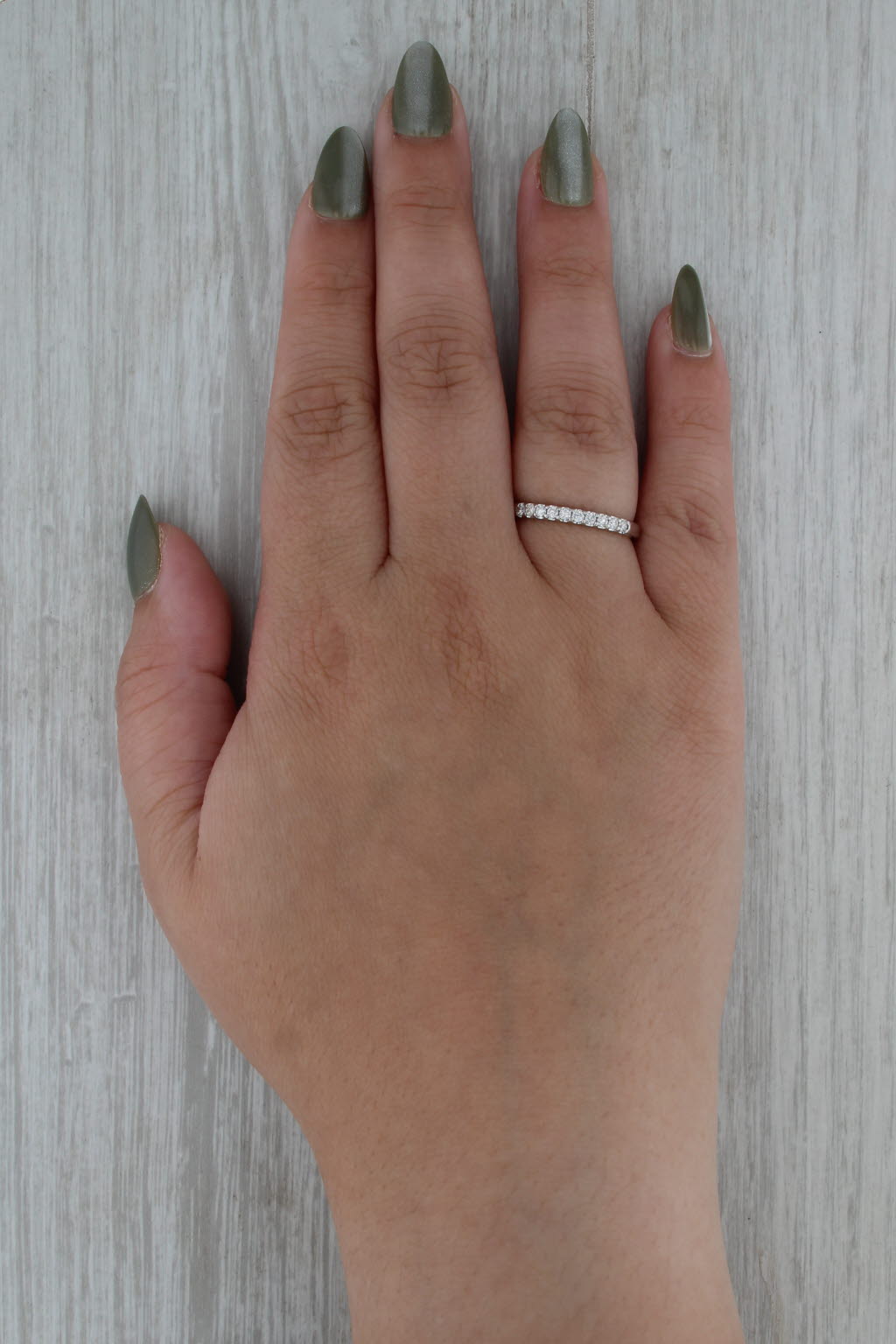 0.20ctw Diamond Wedding Band 14k White Gold Size 7.5 Ring Stackable Anniversary