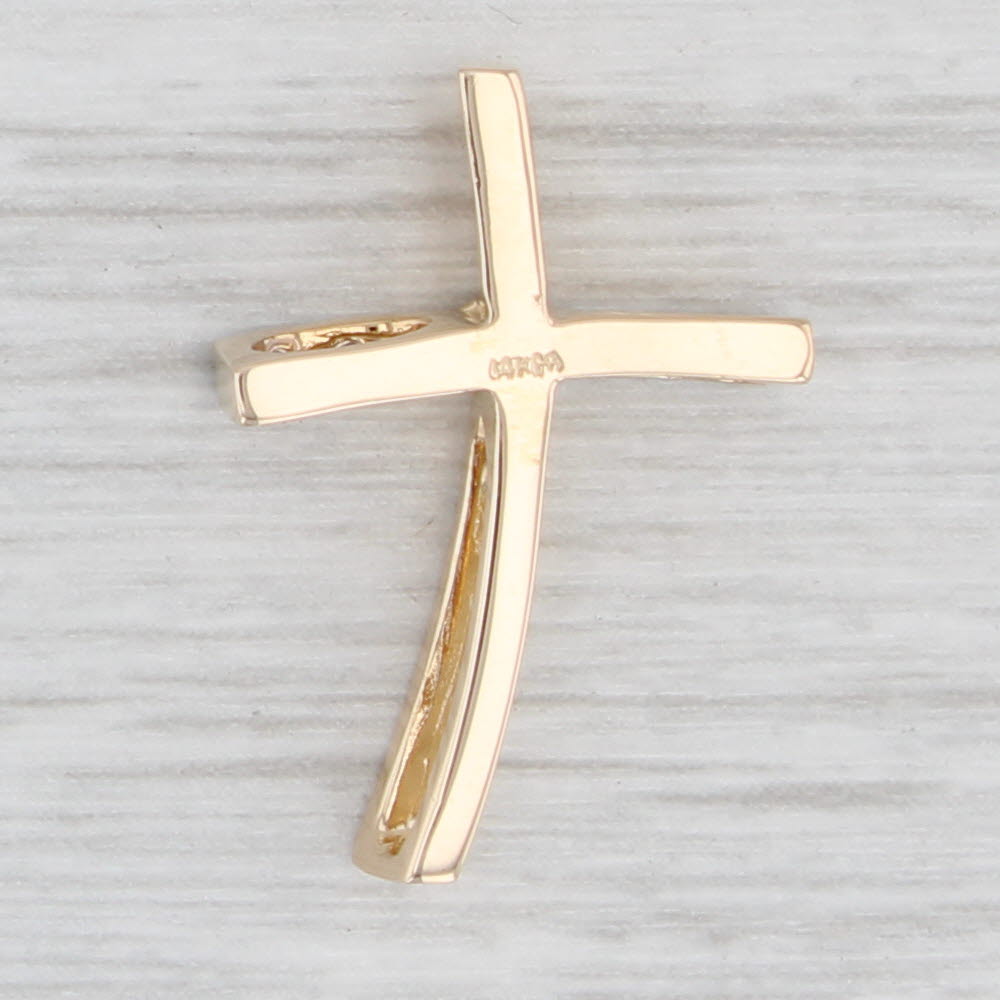 Light Gray Stylized Diamond Cross Pendant 14k Yellow Gold Religious Jewelry