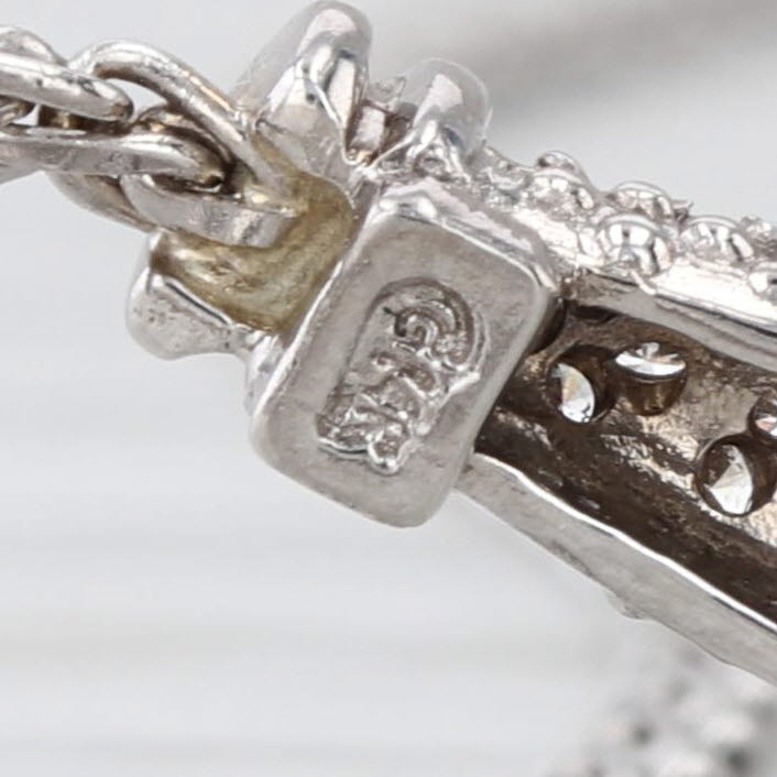 1.10ctw Sapphire Diamond Flower Necklace 14k White Gold 17.25" Wheat Chain