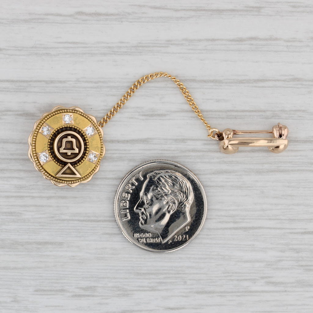 Gray Diamond Bell South Telephone Pendant 14k Yellow Gold Service Pin