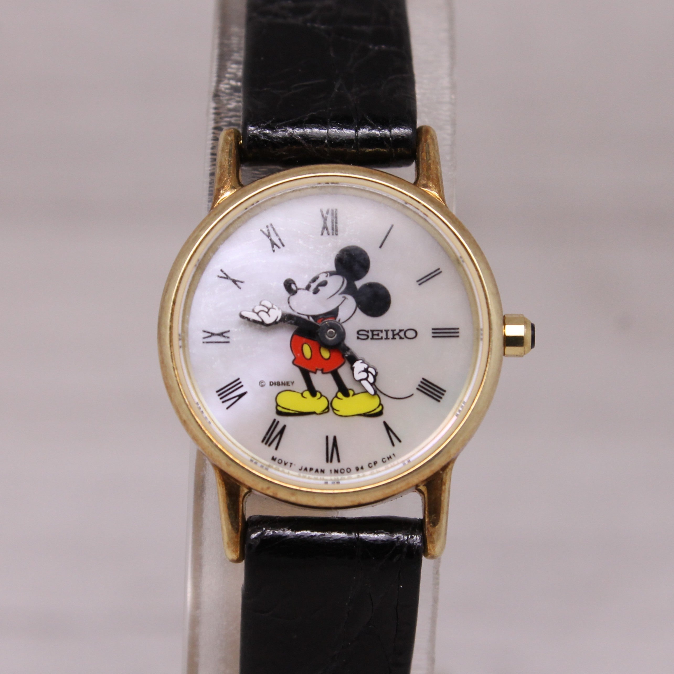 Limited Edition Seiko Disney Mickey Mouse Quartz Watch 14K Gold MOP Dial 178/300