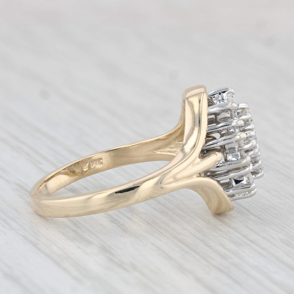 Light Gray 0.41ctw Diamond Cluster Ring 14k Yellow Gold Engagement Size 7