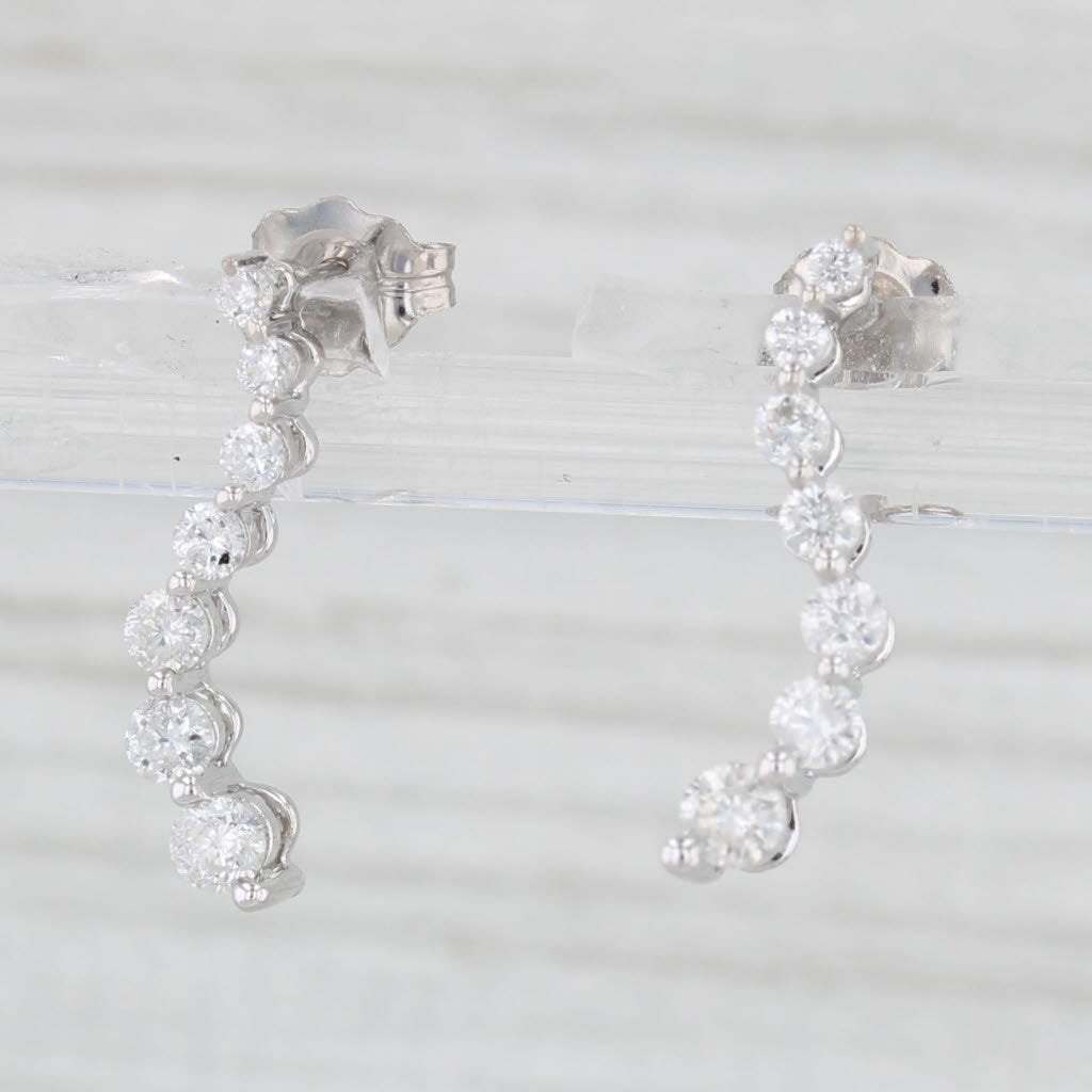 Light Gray 0.46ctw Contoured Diamond Journey Earrings 14k White Gold Drops
