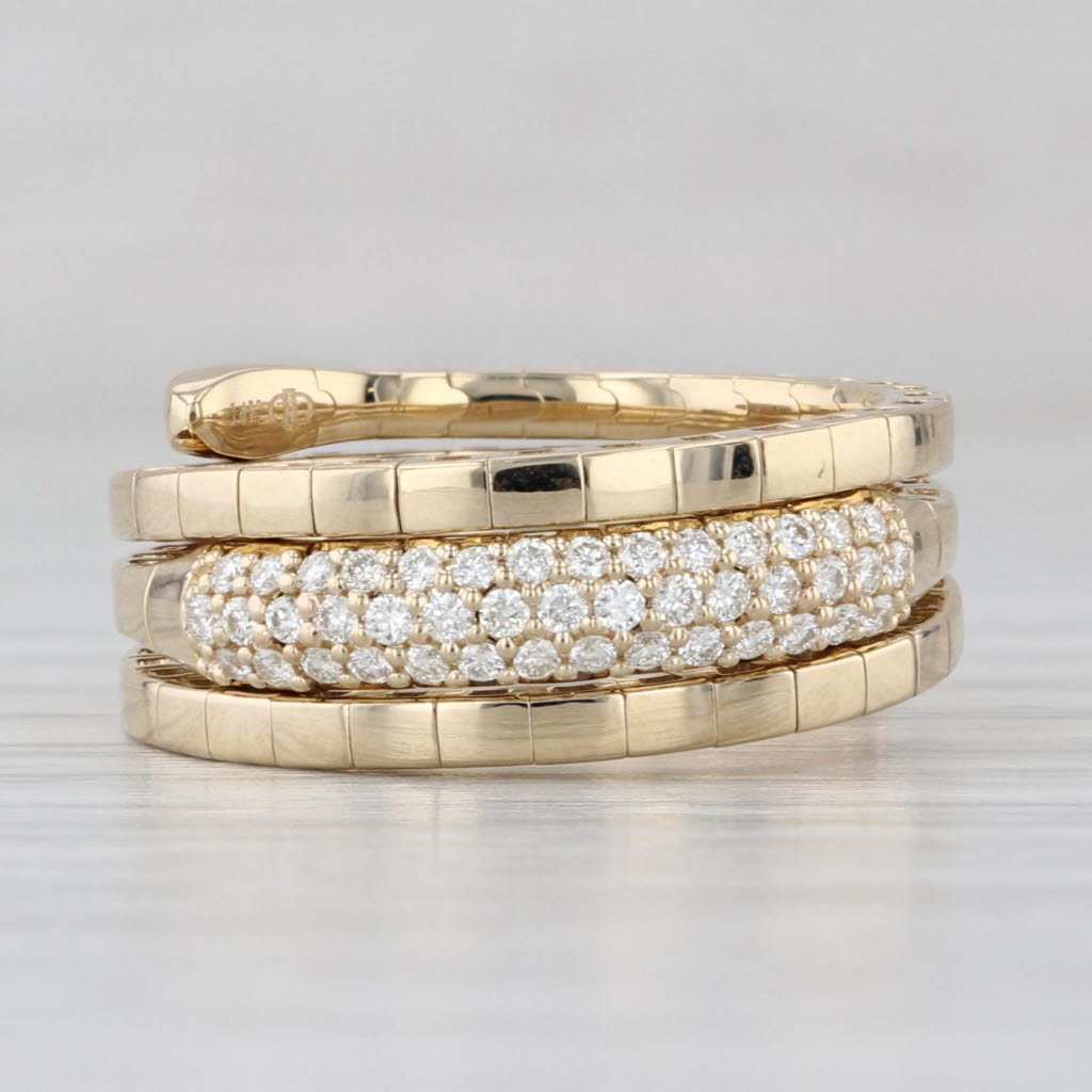 New 0.25ctw Diamond Coiled Band Ring 14k Yellow Gold Flexible Adjustable 6.25+