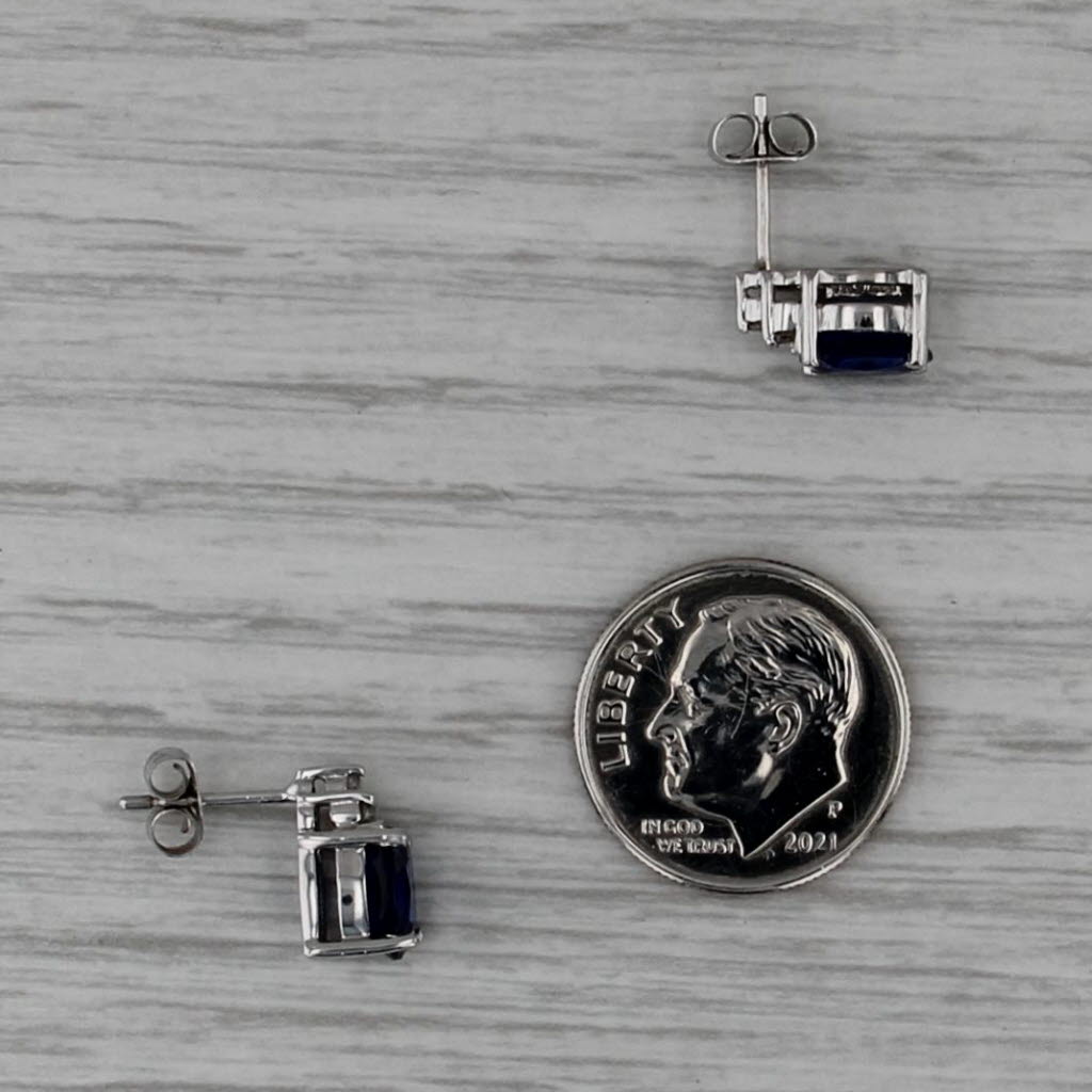 2.07ctw Oval Sapphire Diamond Stud Earrings 14k White Gold Studs