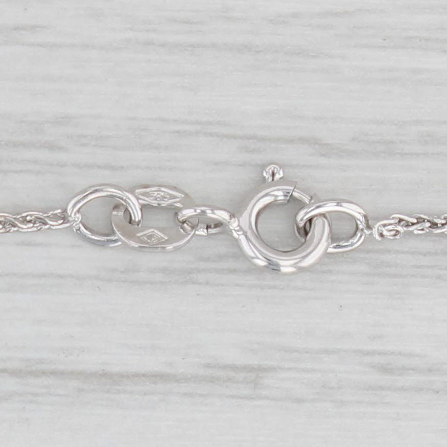 Light Gray 0.23ctw Diamond Flower Dangle Journey Pendant 14k White Gold 15.5" Wheat Chain