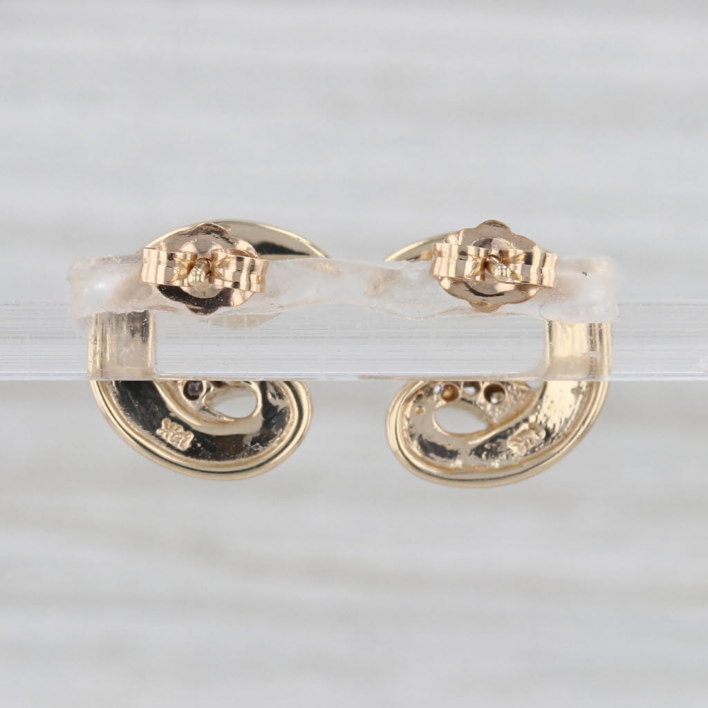 Opal Diamond Swirl Stud Earrings 14k Yellow Gold Studs