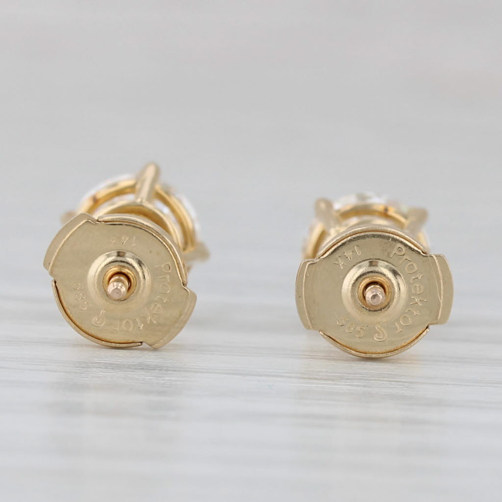 Light Gray New 1.80ctw Round Solitaire Moissanite Stud Earrings 14k Yellow Gold